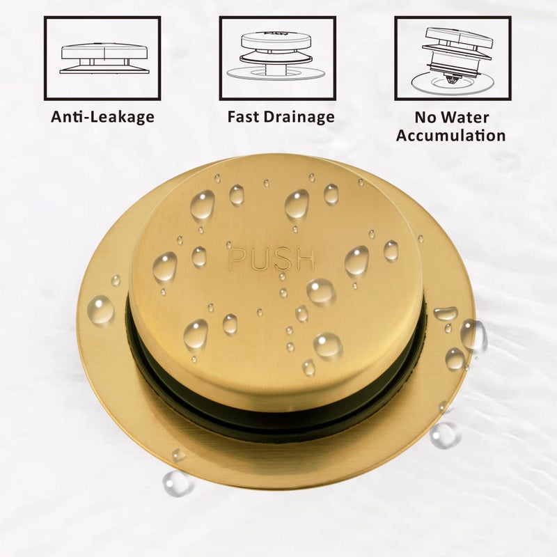 Artiwell Universal Tip Toe Bath Drain Stopper and Cover, Bathtub Drain Stopper, Replaces Lift and Turn, Tip-Toe and Trip Lever drains for Tub, EZ Installation and Clearing (Brushed Gold) - Image 4